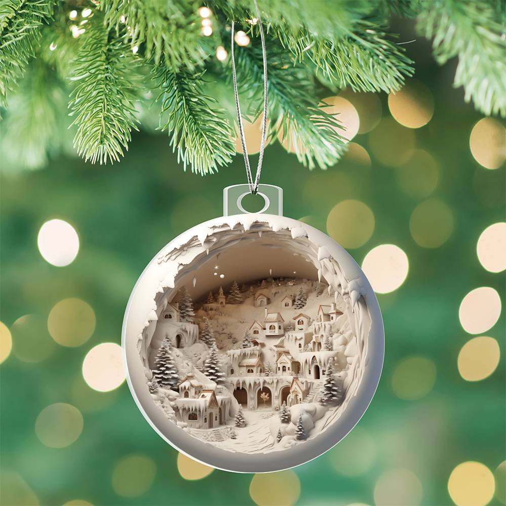 3D Winter Scene Acrylic Ornament with Realistic Effect  Perfect Holiday Decoration-[Heartfelt Family Gift]