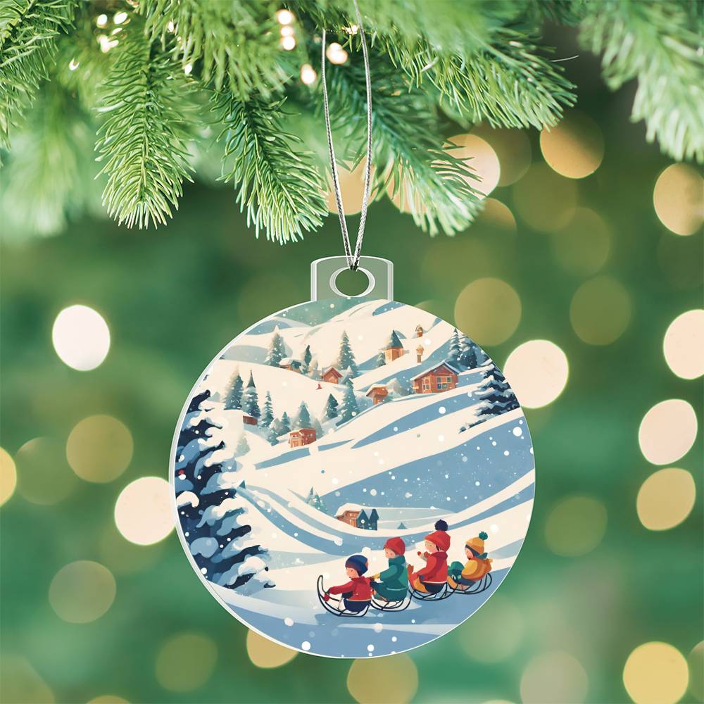 Kids Sledding Christmas Ornament - Handmade Winter Adventure Decor or Gift-[Heartfelt Family Gift]