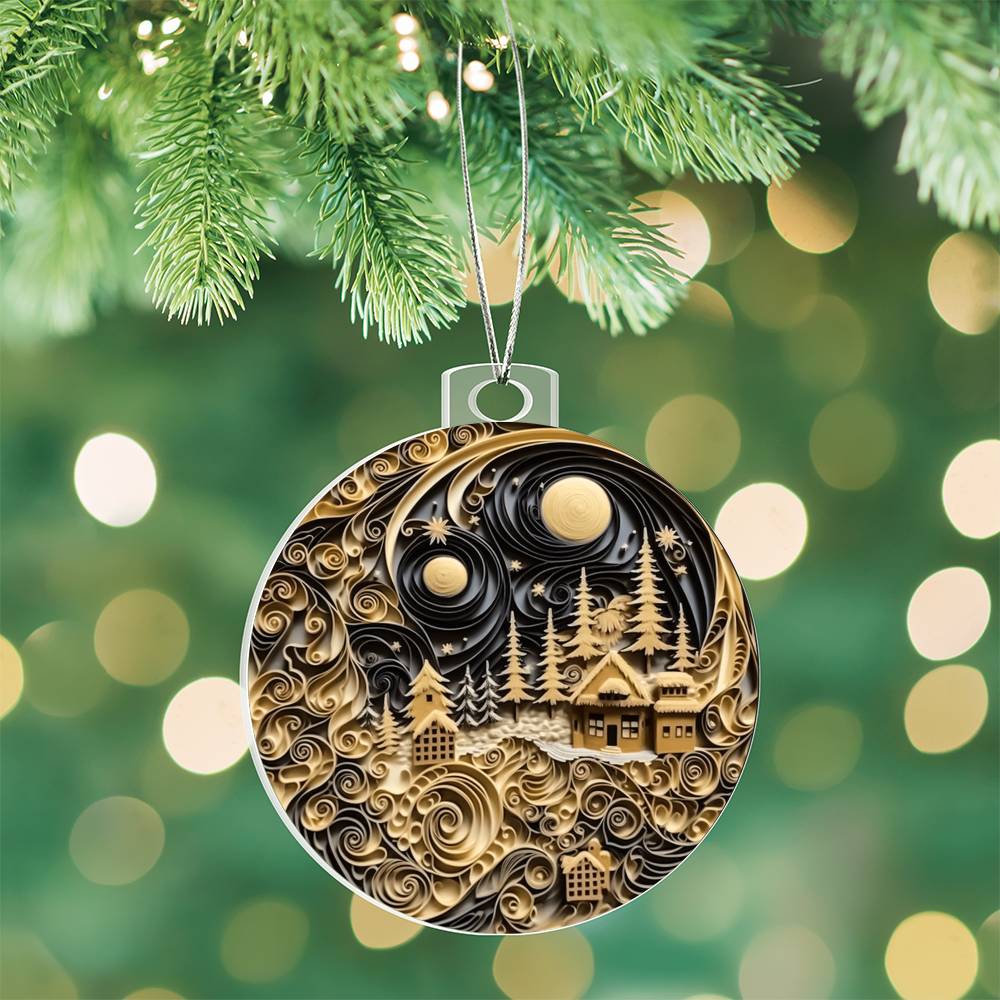 Village Quilling Effect Acrylic Ornament-[Heartfelt Family Gift]