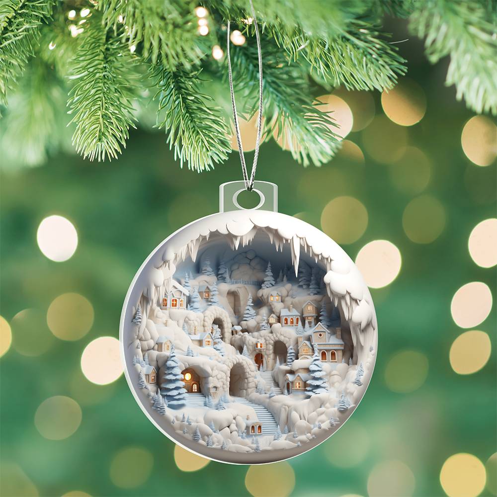 3D Winter Scene Acrylic Ornament - Add a Touch of Winter Wonderland to Your Home-[Heartfelt Family Gift]