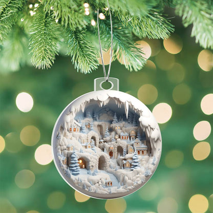 3D Winter Scene Acrylic Ornament - Add a Touch of Winter Wonderland to Your Home-[Heartfelt Family Gift]