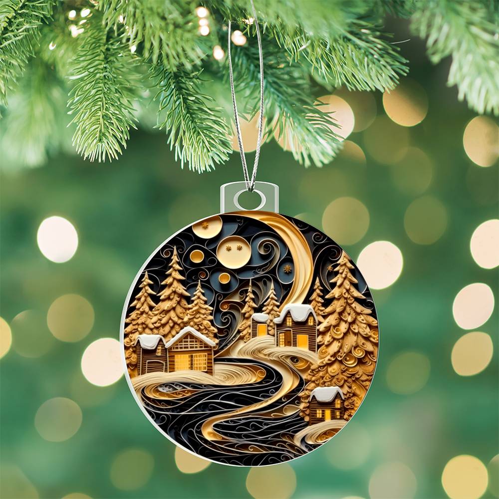 Village Quilling Effect Acrylic Ornament-[Heartfelt Family Gift]