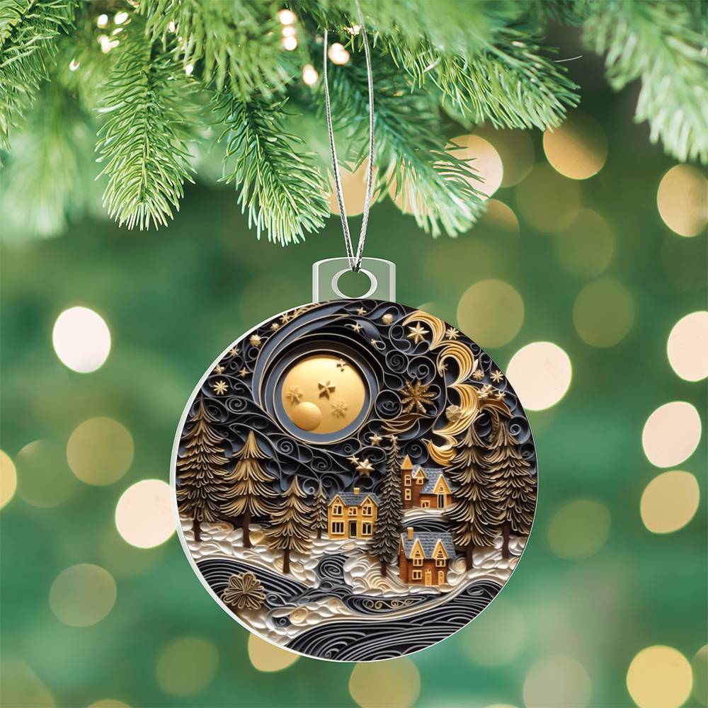 Village Quilling Effect Acrylic Ornament-[Heartfelt Family Gift]