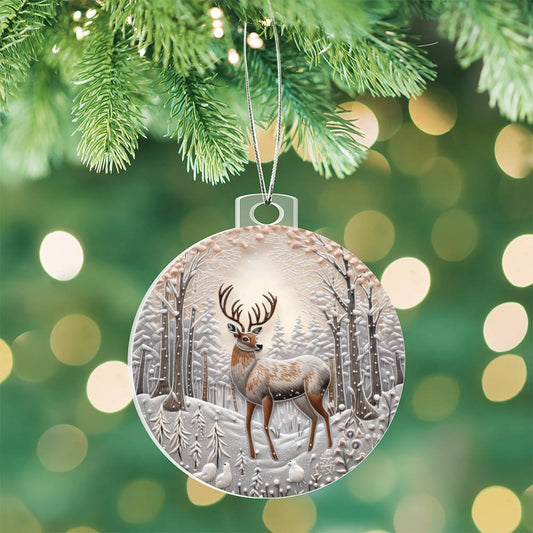 Deer in Snow Christmas Ornament-[Heartfelt Family Gift]