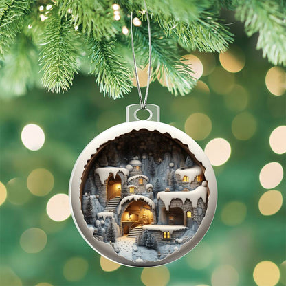 3D Winter Scene Effect Acrylic Ornament - Perfect Holiday Decoration-[Heartfelt Family Gift]