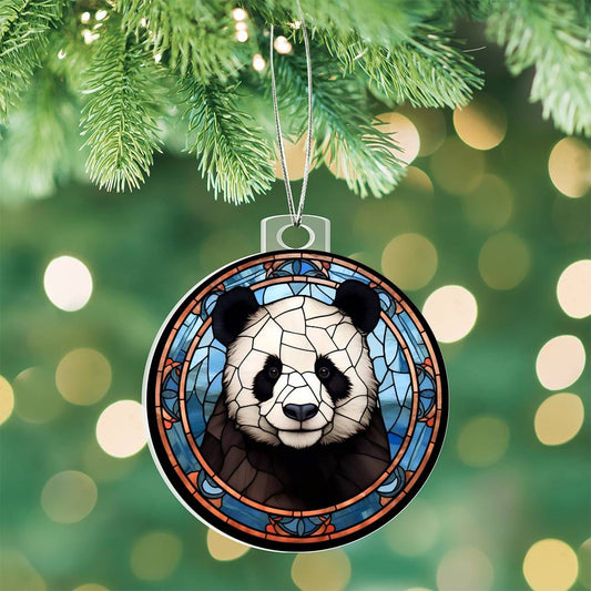 Stained Glass Panda Christmas Ornament - Acrylic Handcrafted Festive-[Heartfelt Family Gift]