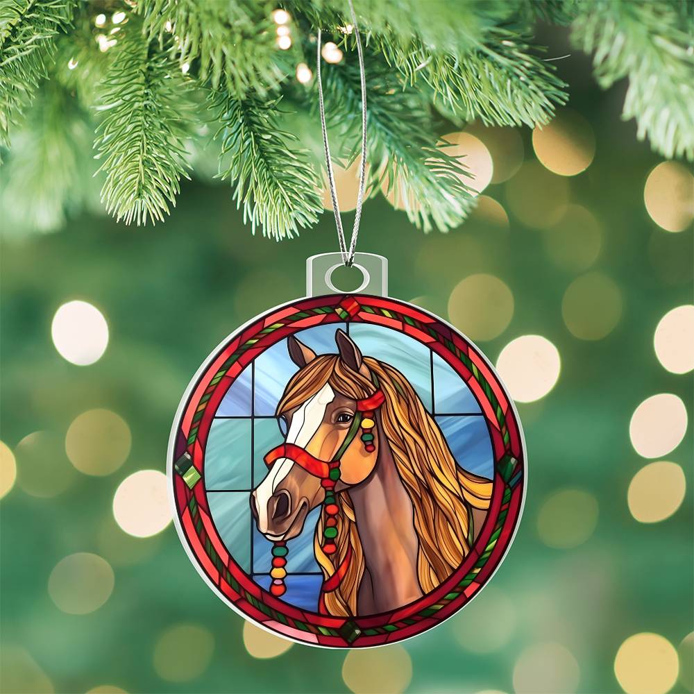Handmade Stained Glass Horse Christmas Ornament - Festive Holiday Decoration-[Heartfelt Family Gift]