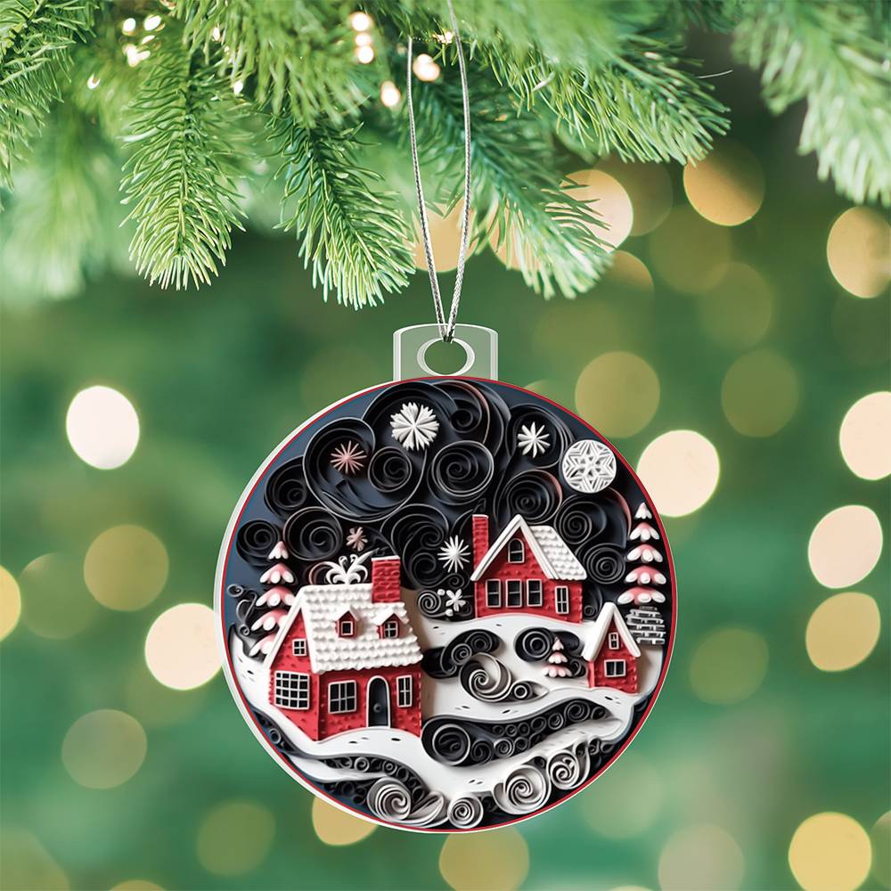Christmas Village Acrylic Ornament-[Heartfelt Family Gift]