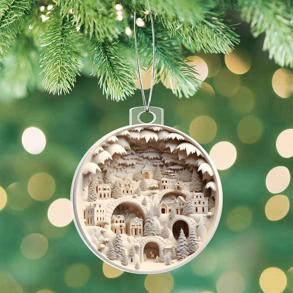 Winter Wonderland 3D Effect Acrylic Ornament for a Festive Holiday Dcor-[Heartfelt Family Gift]