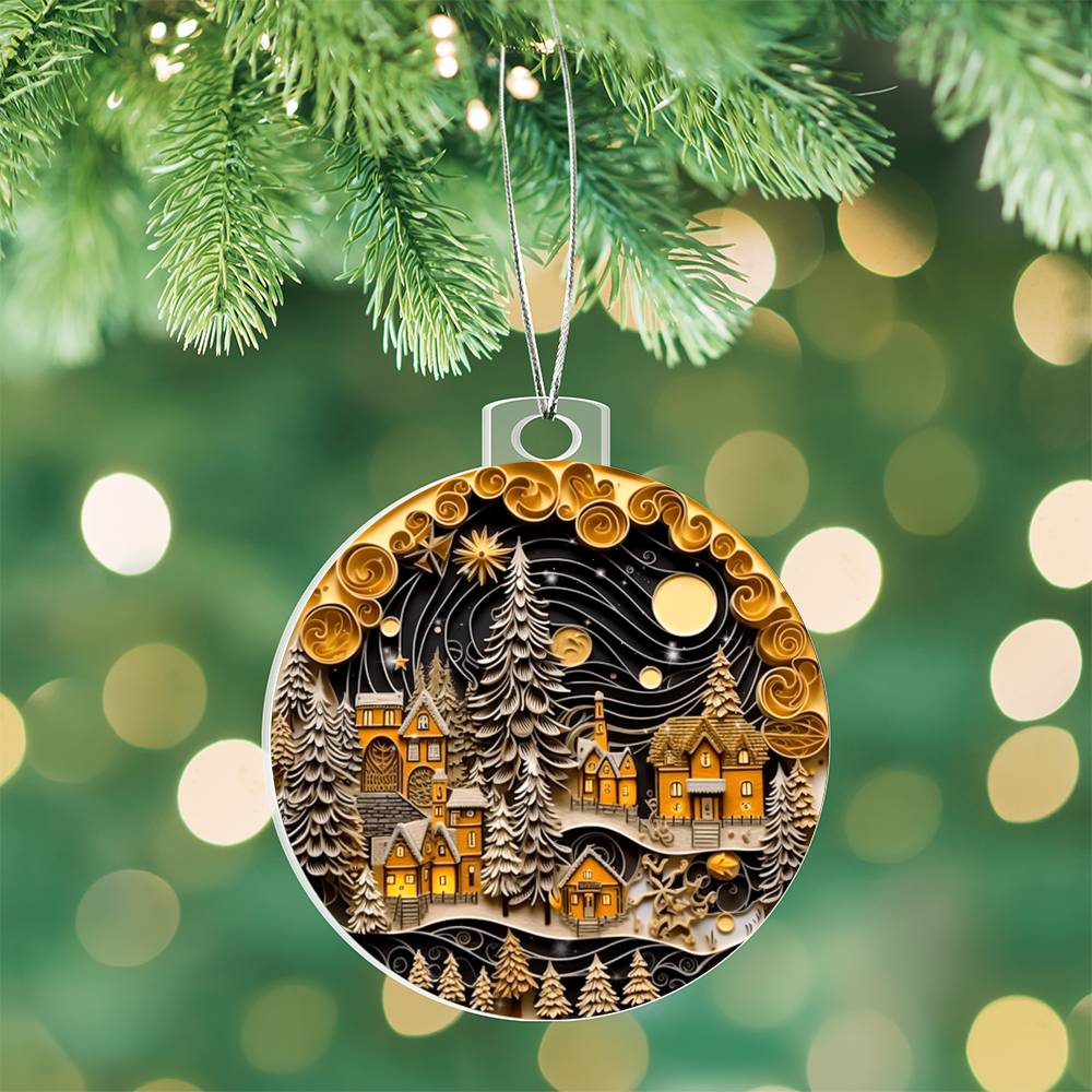 Christmas Village Acrylic Ornament-[Heartfelt Family Gift]