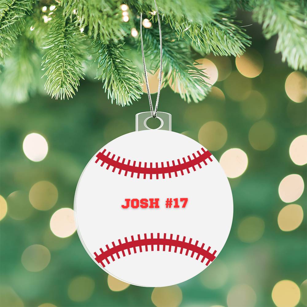 Personalized Baseball Player Christmas Tree Ornament-[Heartfelt Family Gift]
