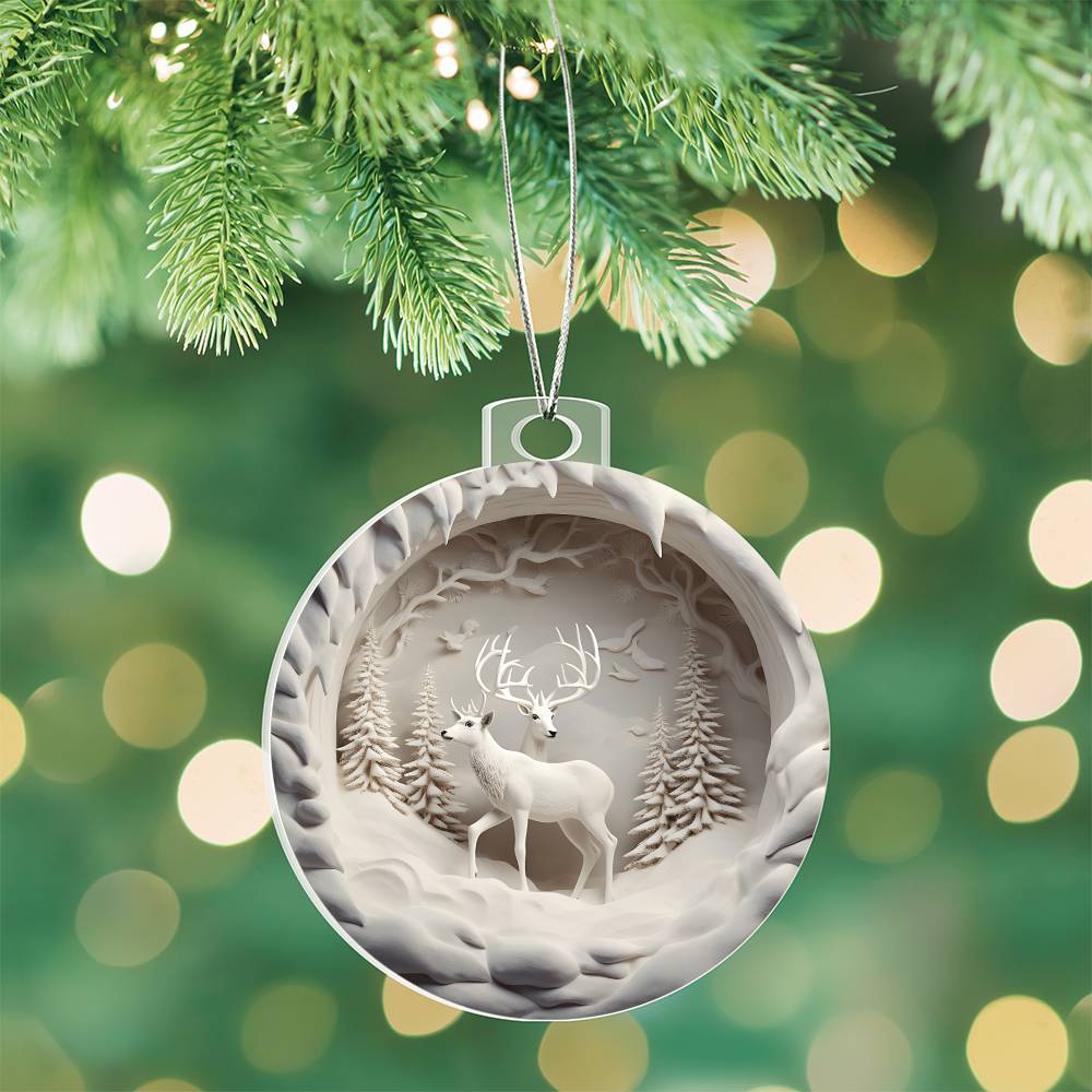 Winter Deer Acrylic Ornament - 3D Effect Decoration for a Festive Touch - Perfect for Holiday Season Dcor-[Heartfelt Family Gift]