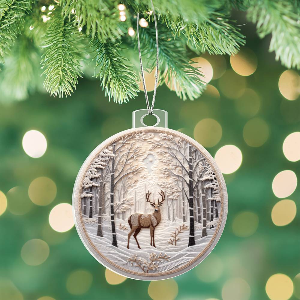 Snowy Deer Christmas Ornament - Festive Holiday Decoration-[Heartfelt Family Gift]