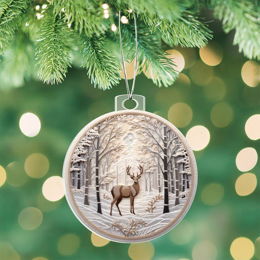 Snowy Deer Christmas Ornament - Festive Holiday Decoration-[Heartfelt Family Gift]