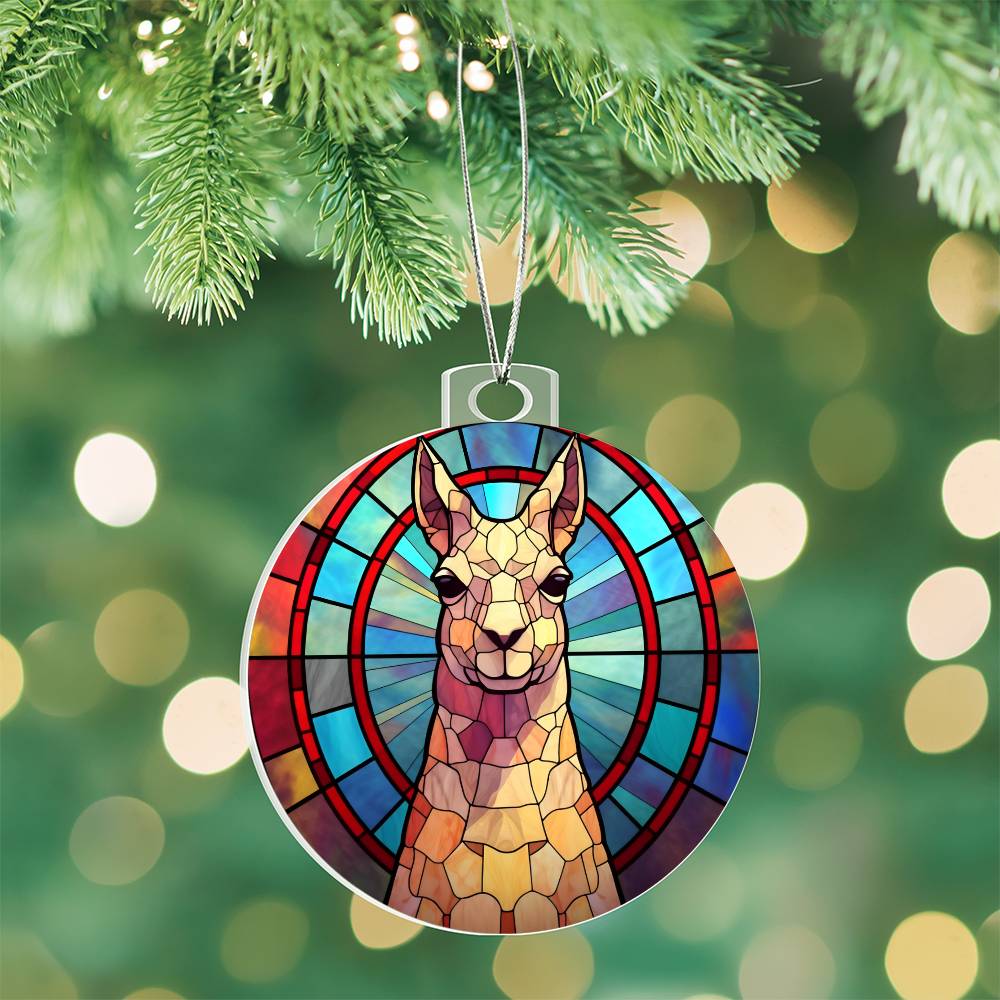 Llama Stained Glass Look Christmas Tree Ornament-[Heartfelt Family Gift]
