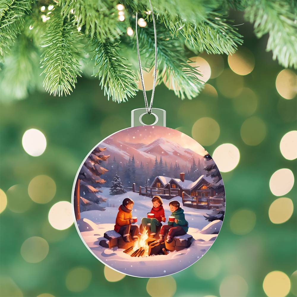 Fireside Snow Day Christmas Ornament - Cozy Holiday Decoration-[Heartfelt Family Gift]