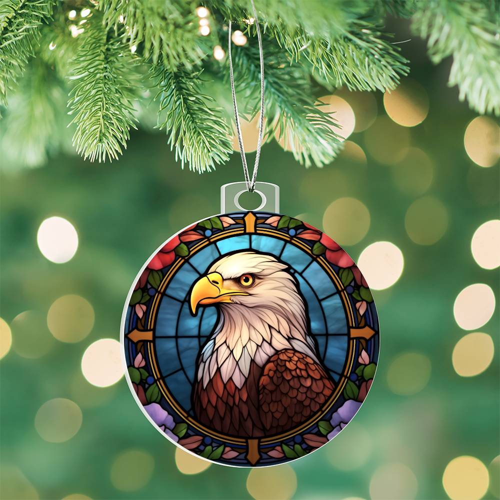 Bald Eagle Stained Glass Acrylic Christmas Ornament - Unique Holiday Decoration-[Heartfelt Family Gift]