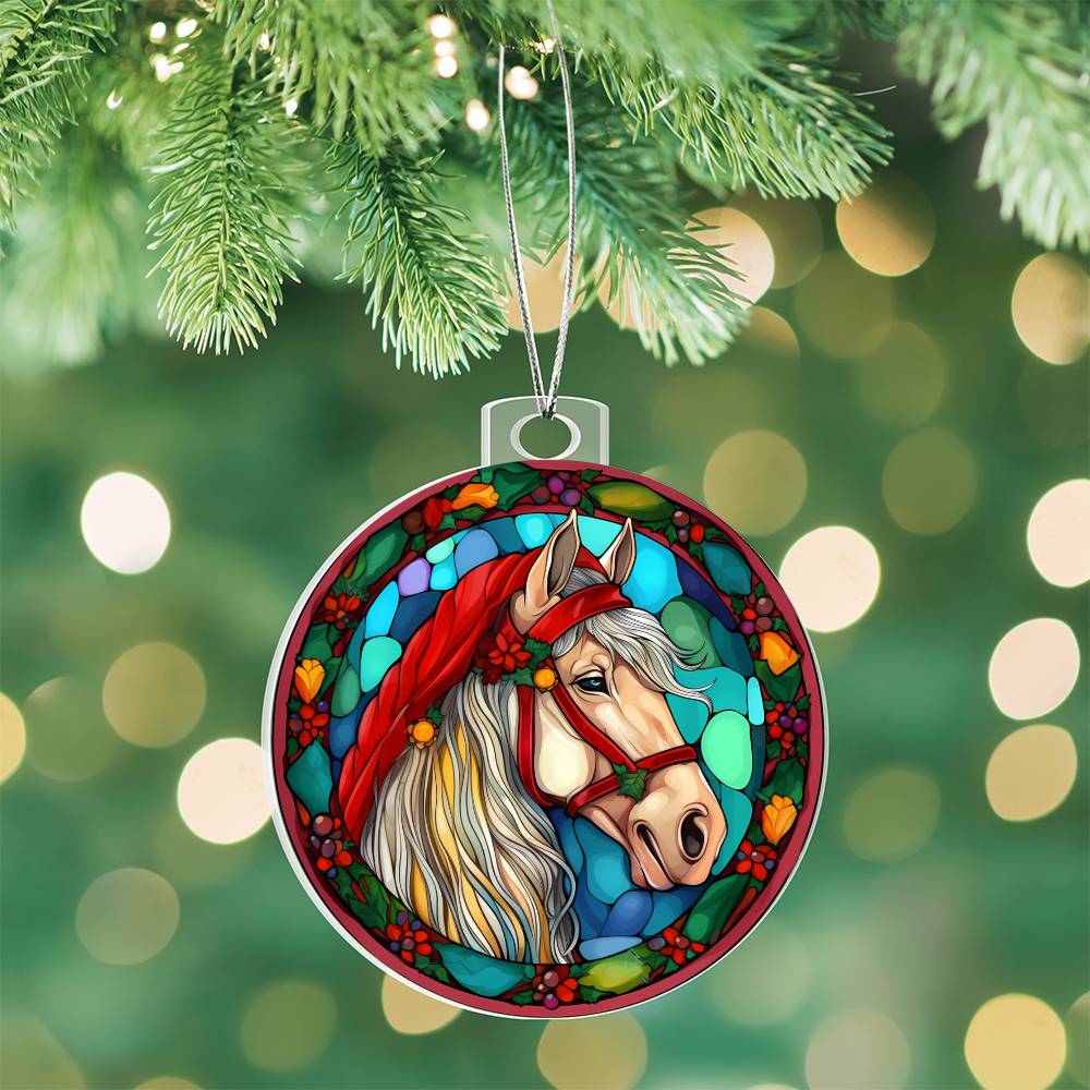 Stunning Stained Glass Horse Christmas Ornament - Perfect for Holiday Decorations-[Heartfelt Family Gift]