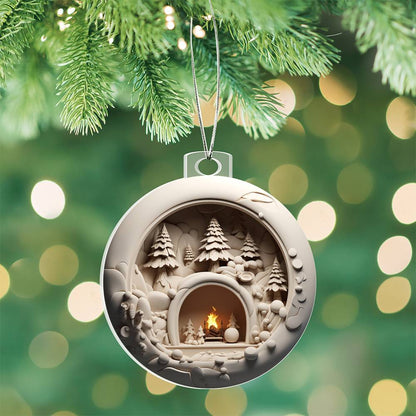 3D Winter Scene Acrylic Ornament - Perfect Holiday Decoration-[Heartfelt Family Gift]