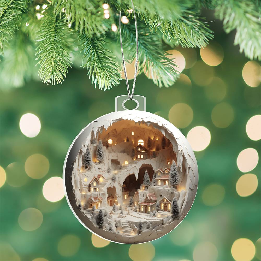 3D Winter Scene Acrylic Ornament - Perfect for Holiday Decor-[Heartfelt Family Gift]