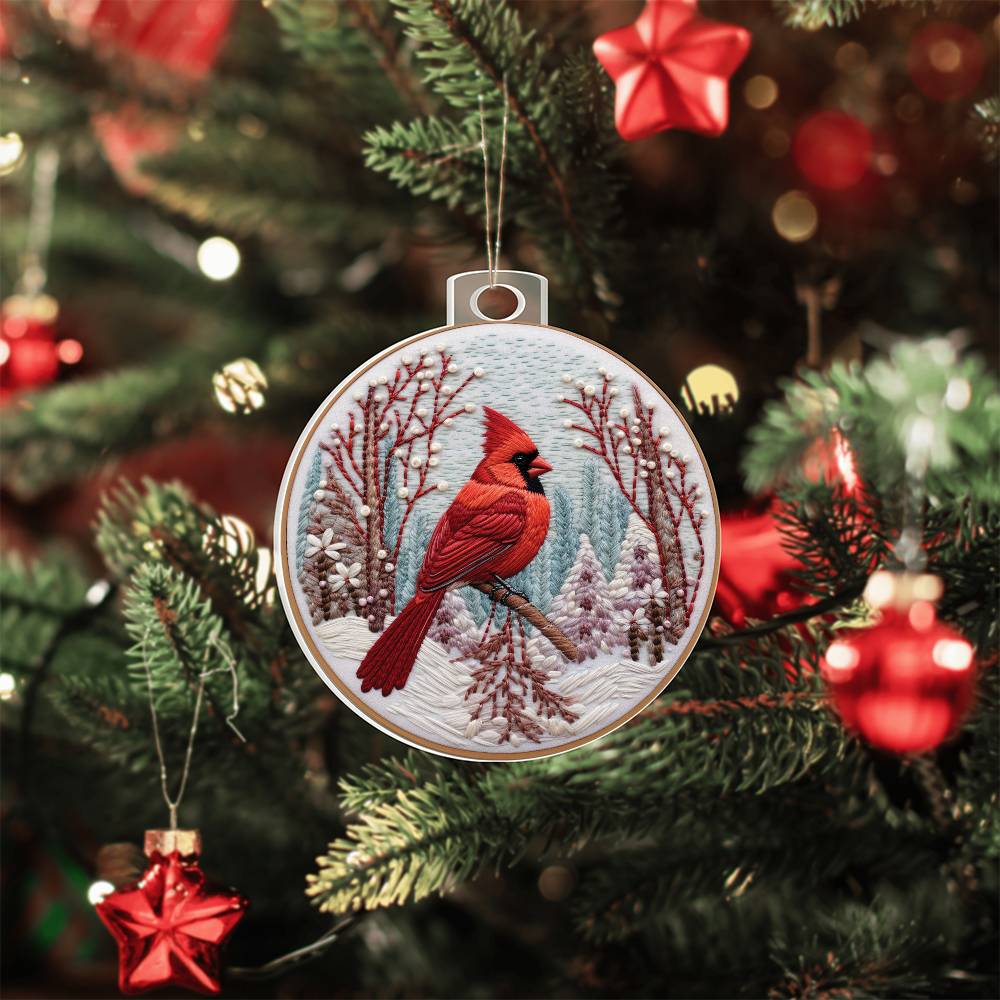 Cardinal Acrylic Ornament-[Heartfelt Family Gift]
