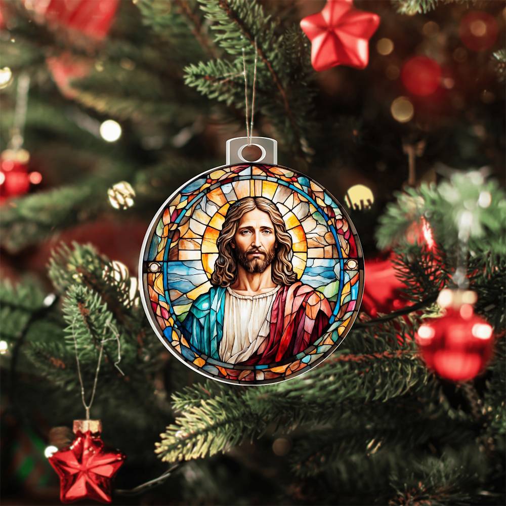 Jesus Stained Glass Effect Acrylic Christmas Ornament-[Heartfelt Family Gift]