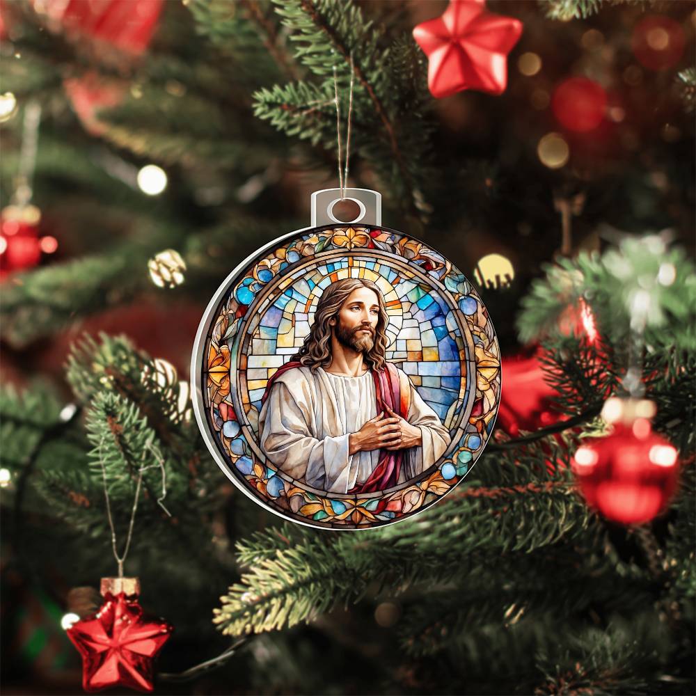 Jesus Stain glass effect Acrylic Christmas Ornament-[Heartfelt Family Gift]