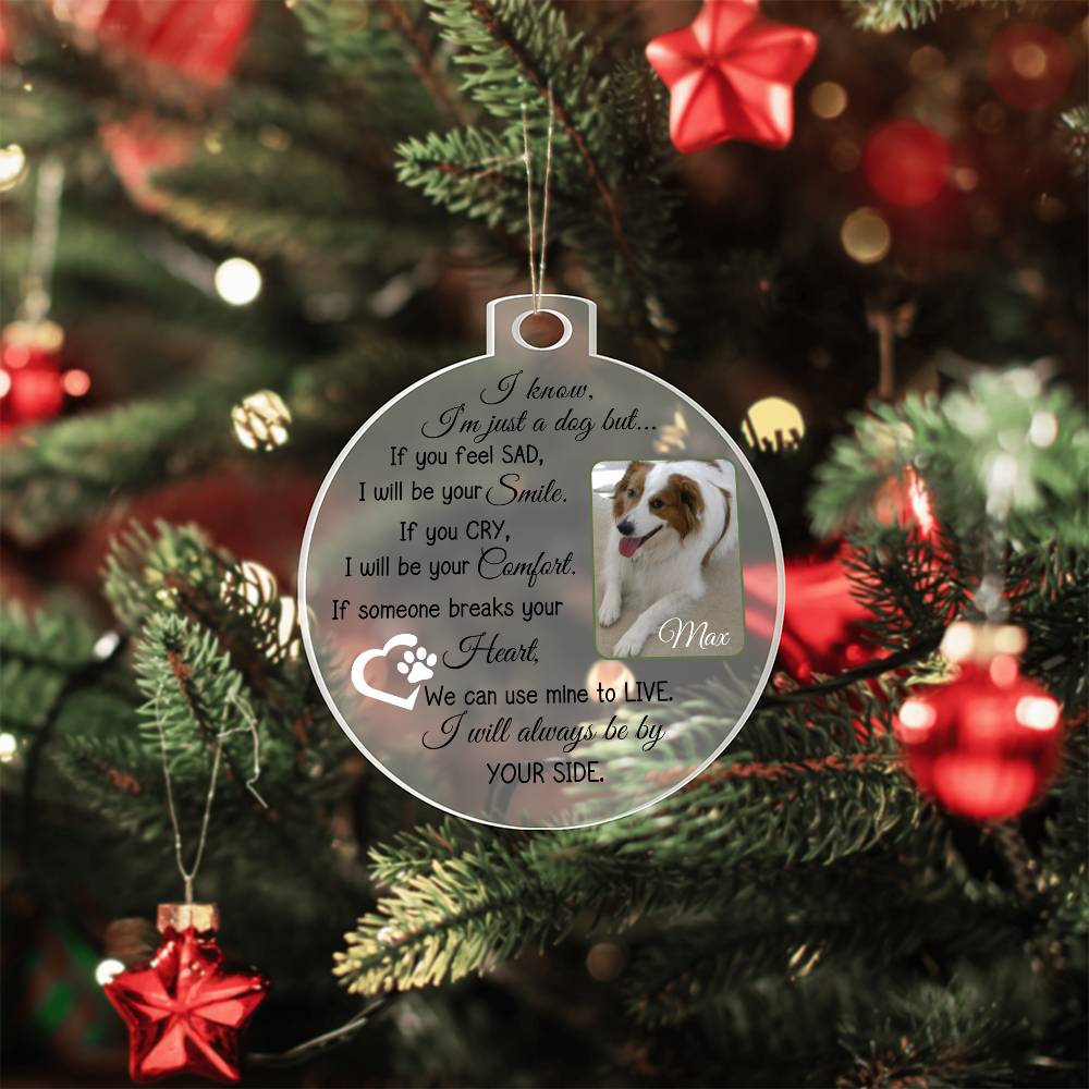 Personalized Dog Photo and Name Acrylic Christmas Ornament-[Heartfelt Family Gift]