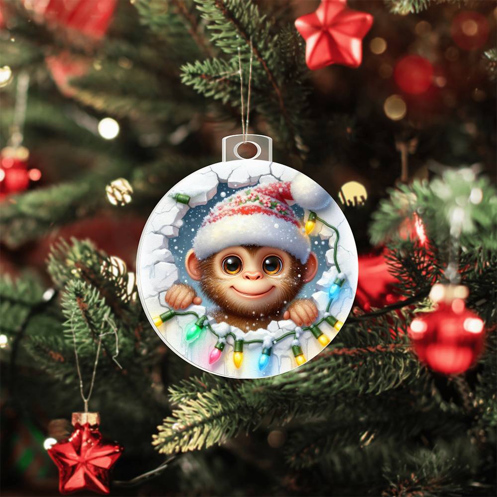 Monkey Breakaway 3d Effect Acrylic Ornament-[Heartfelt Family Gift]