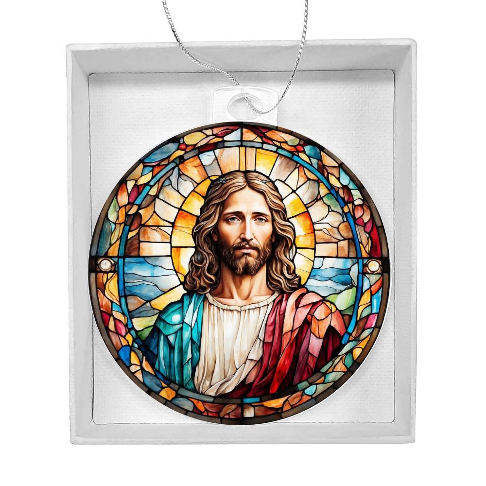 Jesus Stained Glass Effect Acrylic Christmas Ornament-[Heartfelt Family Gift]