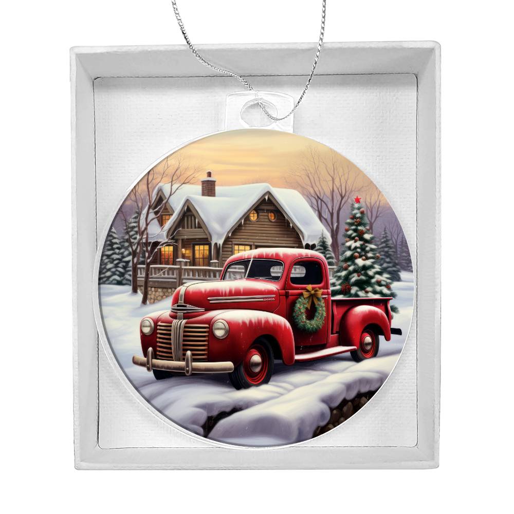 Red Truck Acrylic Christmas Ornament-[Heartfelt Family Gift]