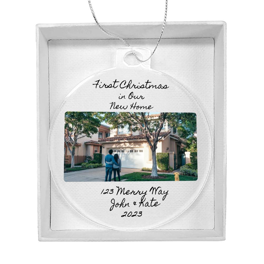 Personalized First Christmas in Our New Home Round Acrylic Ornament-[Heartfelt Family Gift]