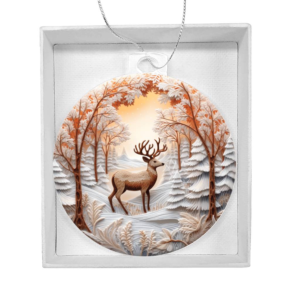Deer in Snow Acrylic Christmas Ornament - Perfect for Holiday Decor-[Heartfelt Family Gift]
