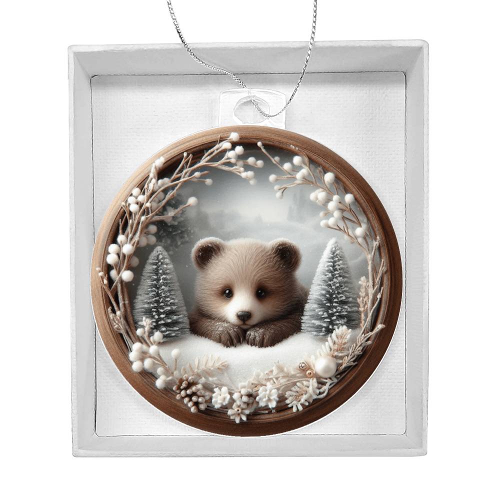 Woodland Bear 3D Effect Christmas Ornament