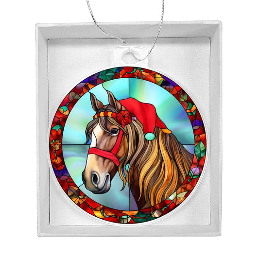 Stunning Stained Glass Horse Christmas Ornament - Handcrafted Holiday Decoration-[Heartfelt Family Gift]