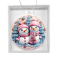 Christmas Ornament - Pastel Pin and Blue Snowmen Acrylic-[Heartfelt Family Gift]