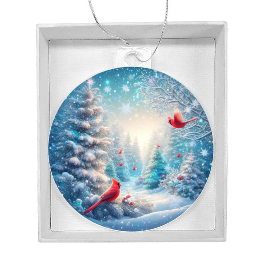Cardinals Winter Scene Christmas Ornament - Hand-Painted Ceramic Keepsake Decoration-[Heartfelt Family Gift]