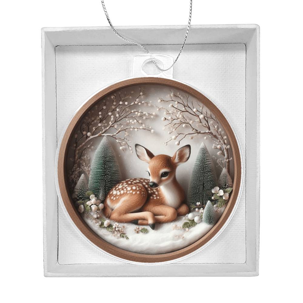 Woodland Deer 3D Effect Acrylic Christmas Ornament