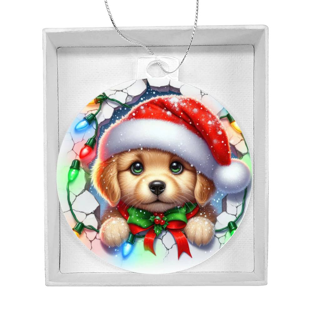 Puppy Dog Breakaway 3D Effect Acrylic Ornament-[Heartfelt Family Gift]