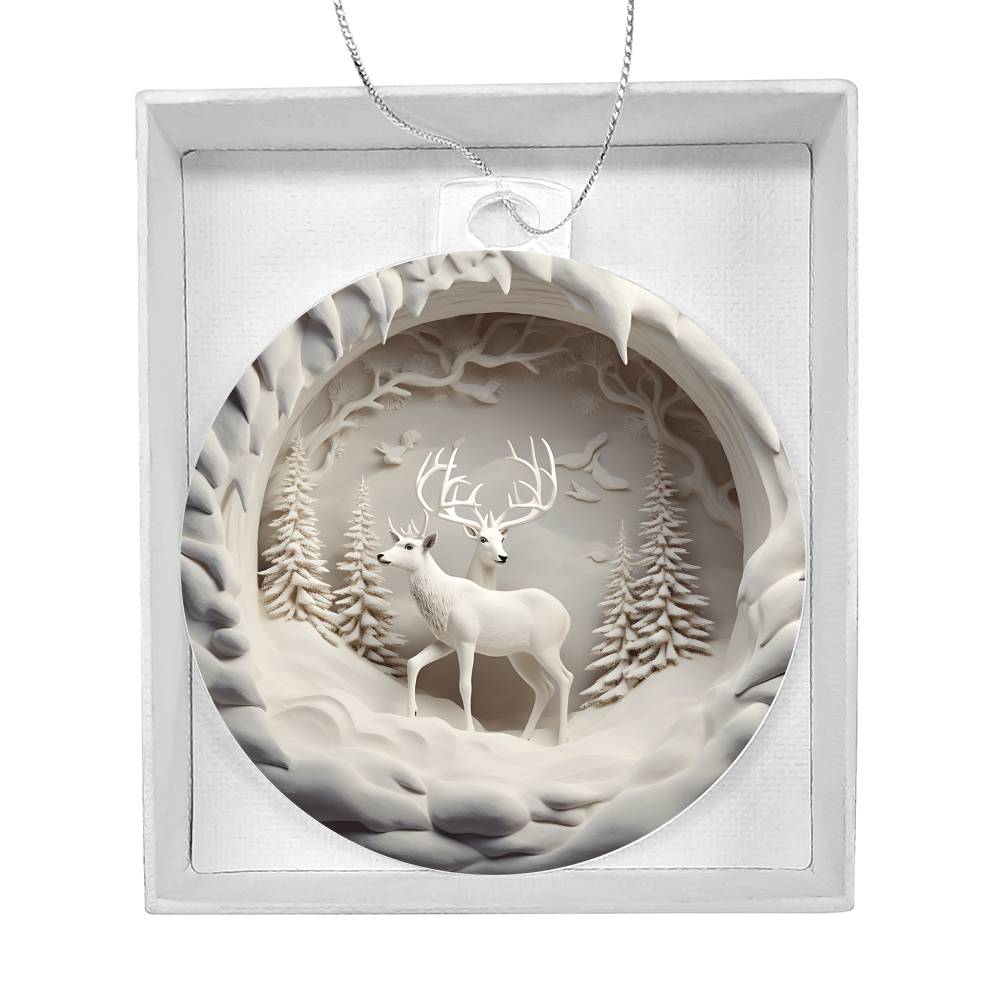 Winter Deer Acrylic Ornament - 3D Effect Decoration for a Festive Touch - Perfect for Holiday Season Dcor-[Heartfelt Family Gift]