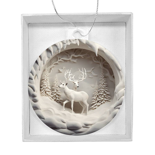 Winter Deer Acrylic Ornament - 3D Effect Decoration for a Festive Touch - Perfect for Holiday Season Dcor-[Heartfelt Family Gift]