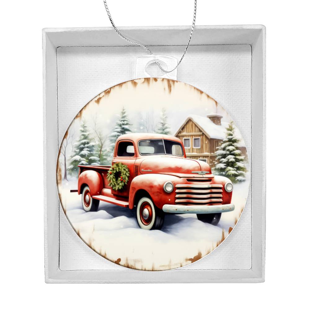 Pickup Truck Acrylic Christmas Ornament-[Heartfelt Family Gift]