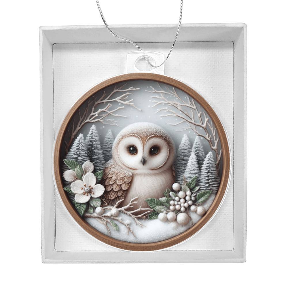 Woodland Owl 3D Effect Acrylic Christmas Ornament