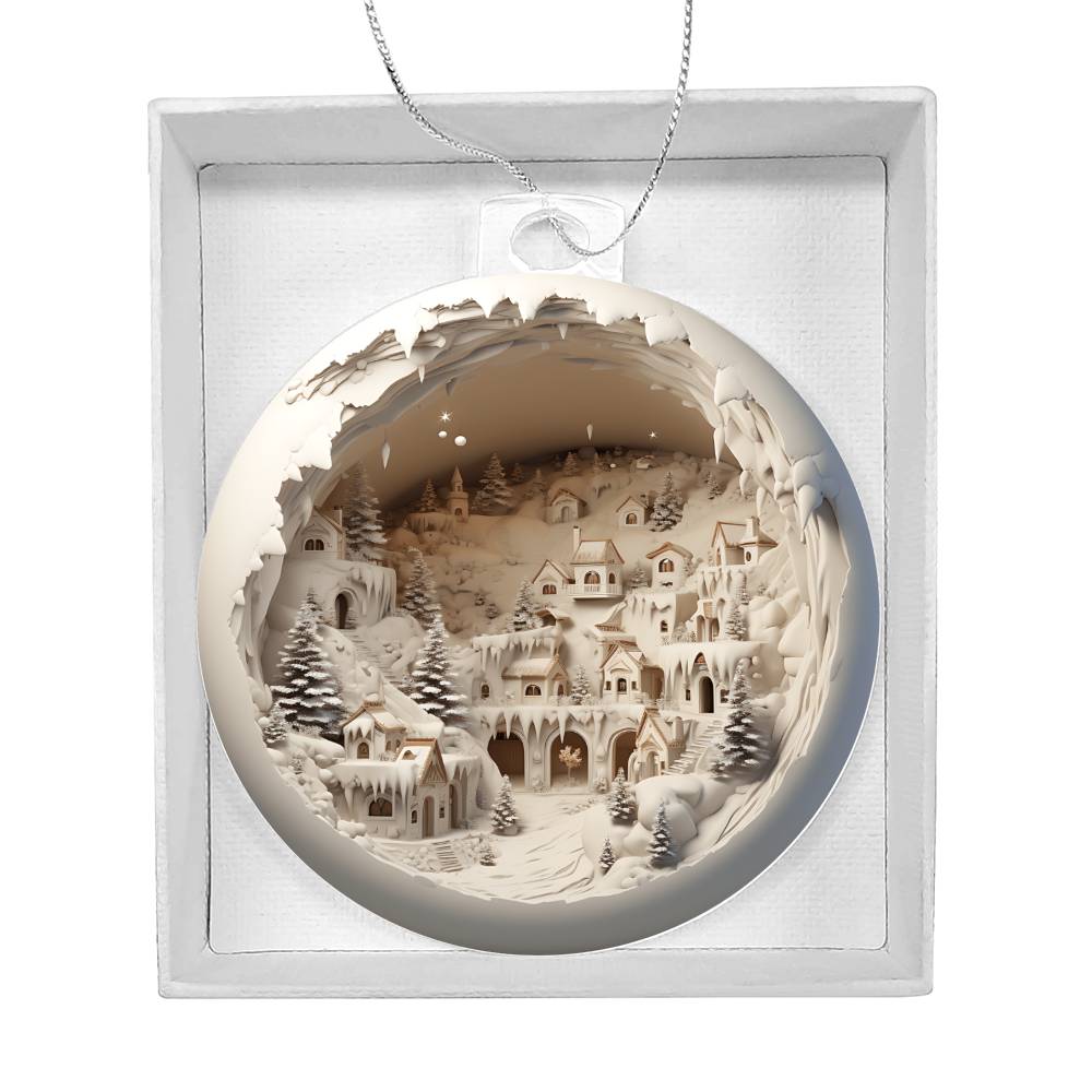 3D Winter Scene Acrylic Ornament with Realistic Effect  Perfect Holiday Decoration-[Heartfelt Family Gift]