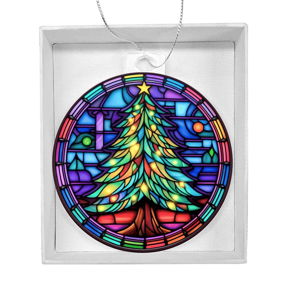 Stained Glass Christmas Tree Ornament-[Heartfelt Family Gift]