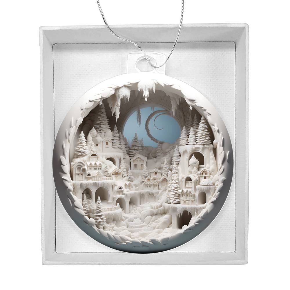 3D Winter Scene Acrylic Ornament - Snowy Ornament for Holiday Decor-[Heartfelt Family Gift]