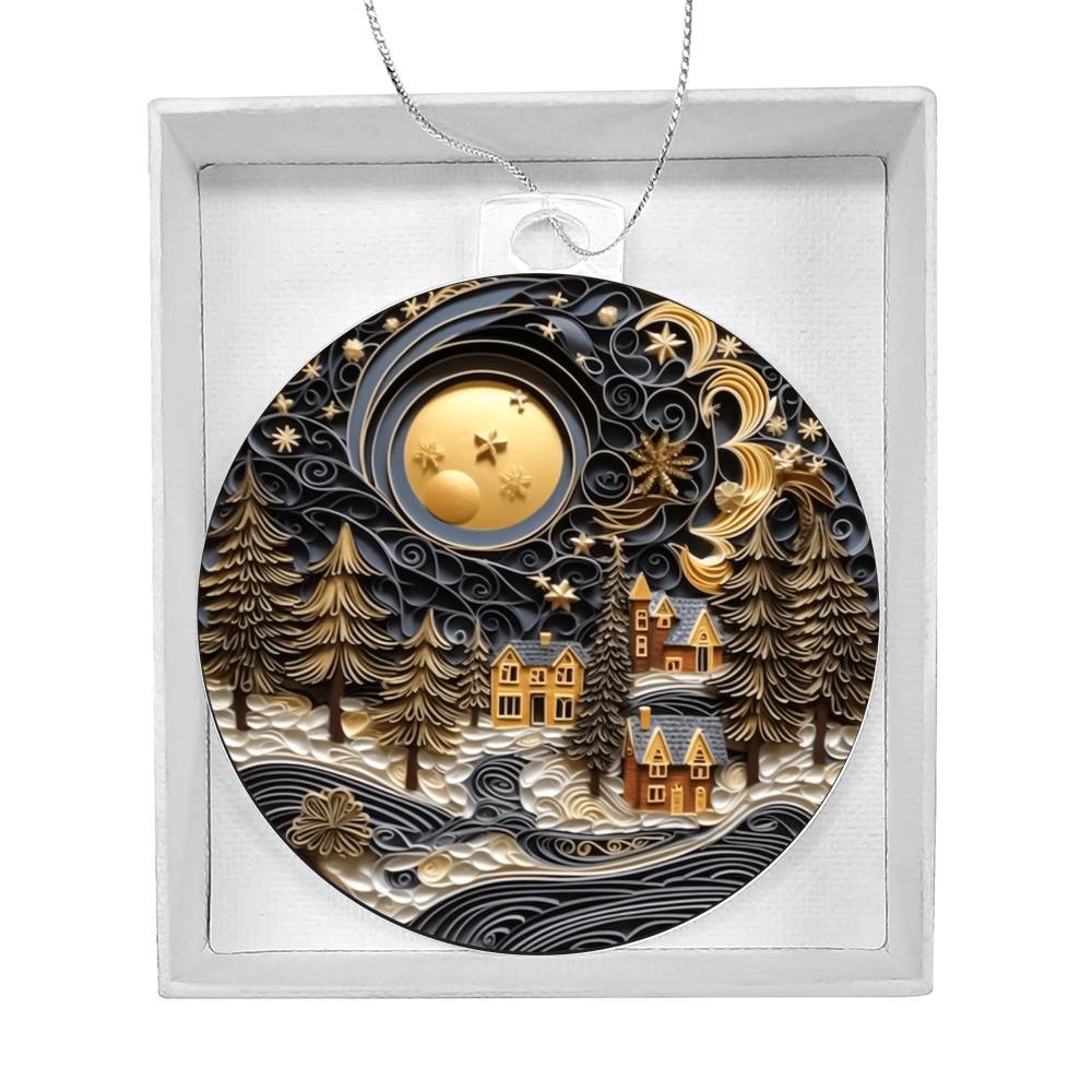 Village Quilling Effect Acrylic Ornament-[Heartfelt Family Gift]