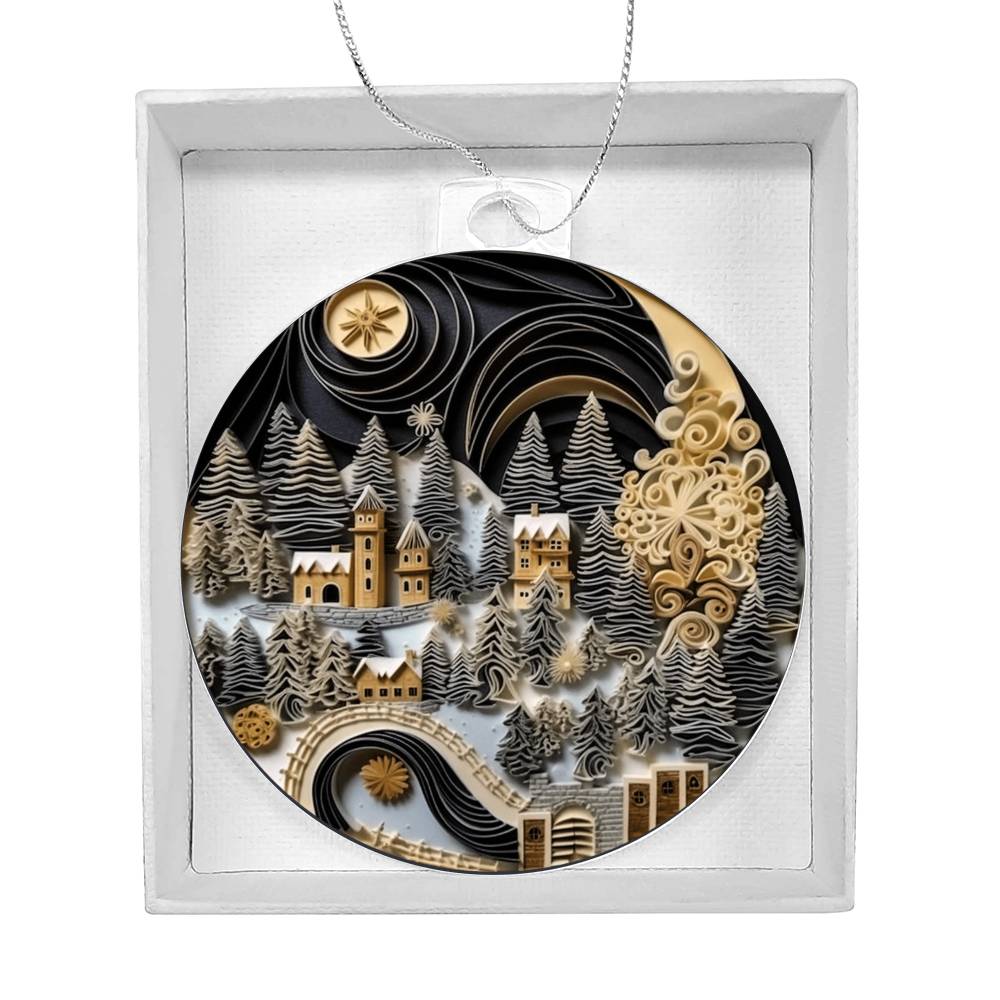 Village Quilling Effect Acrylic Ornament-[Heartfelt Family Gift]
