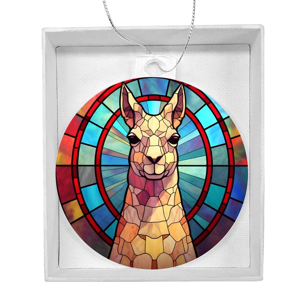 Llama Stained Glass Look Christmas Tree Ornament-[Heartfelt Family Gift]