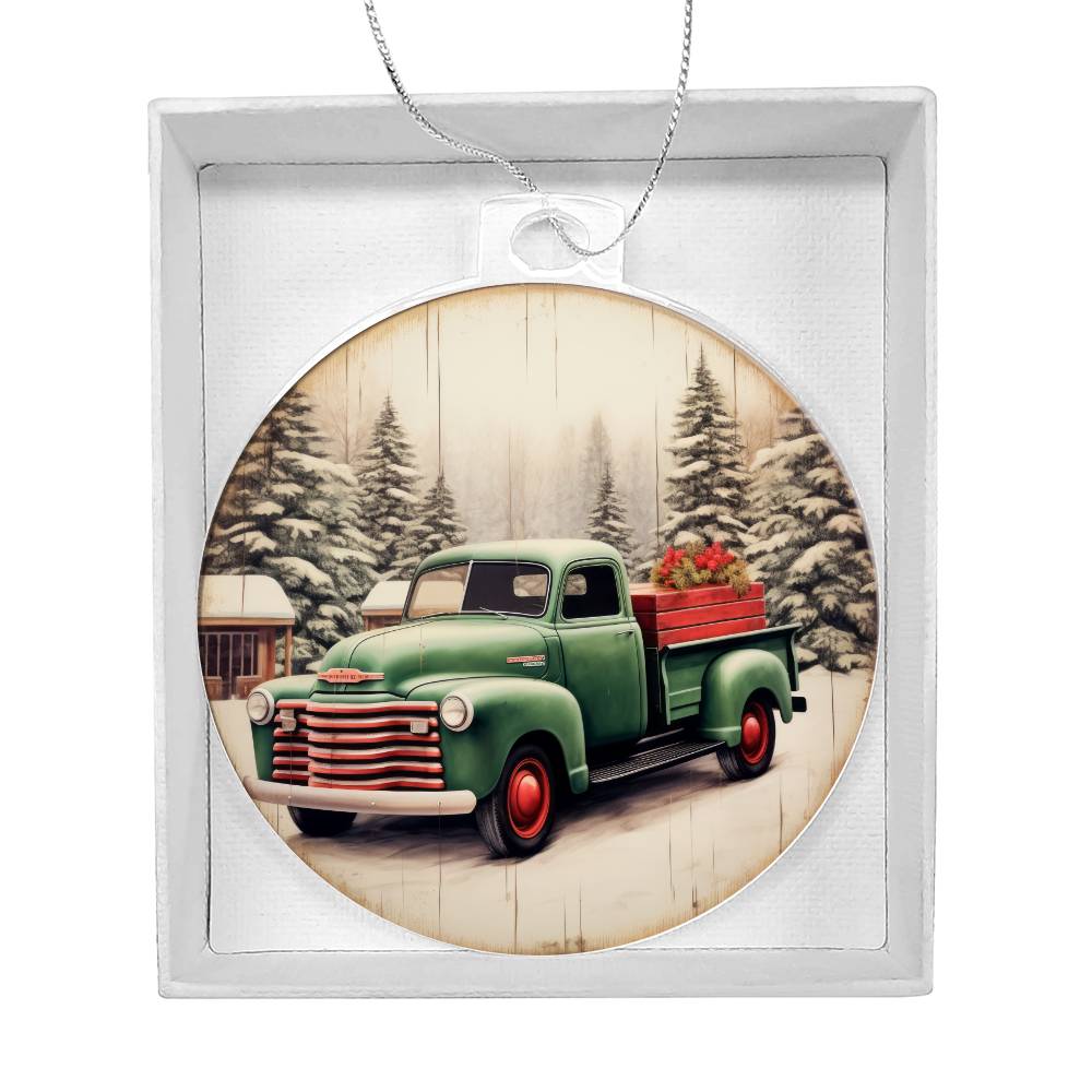 Christmas Pickup truck Acrylic Christmas Ornament-[Heartfelt Family Gift]